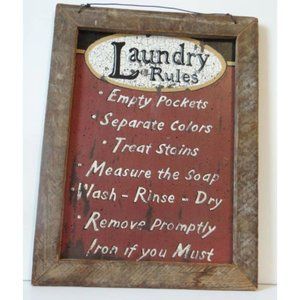 Vintage "Laundry Rules" by Linda Spivey, Ready to Hang, Wooden Frame